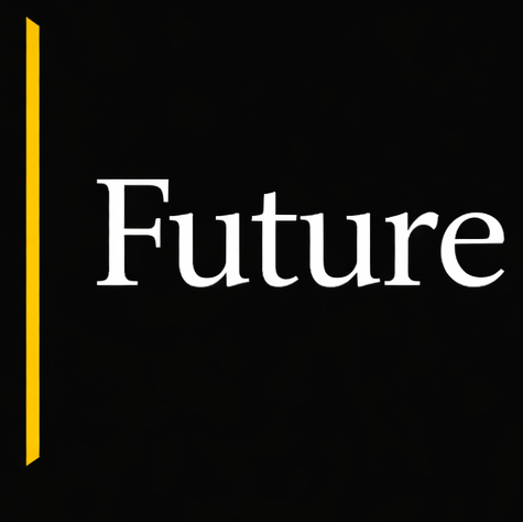 Logo of Future Jewelry with a yellow diamond-shaped icon on a black background