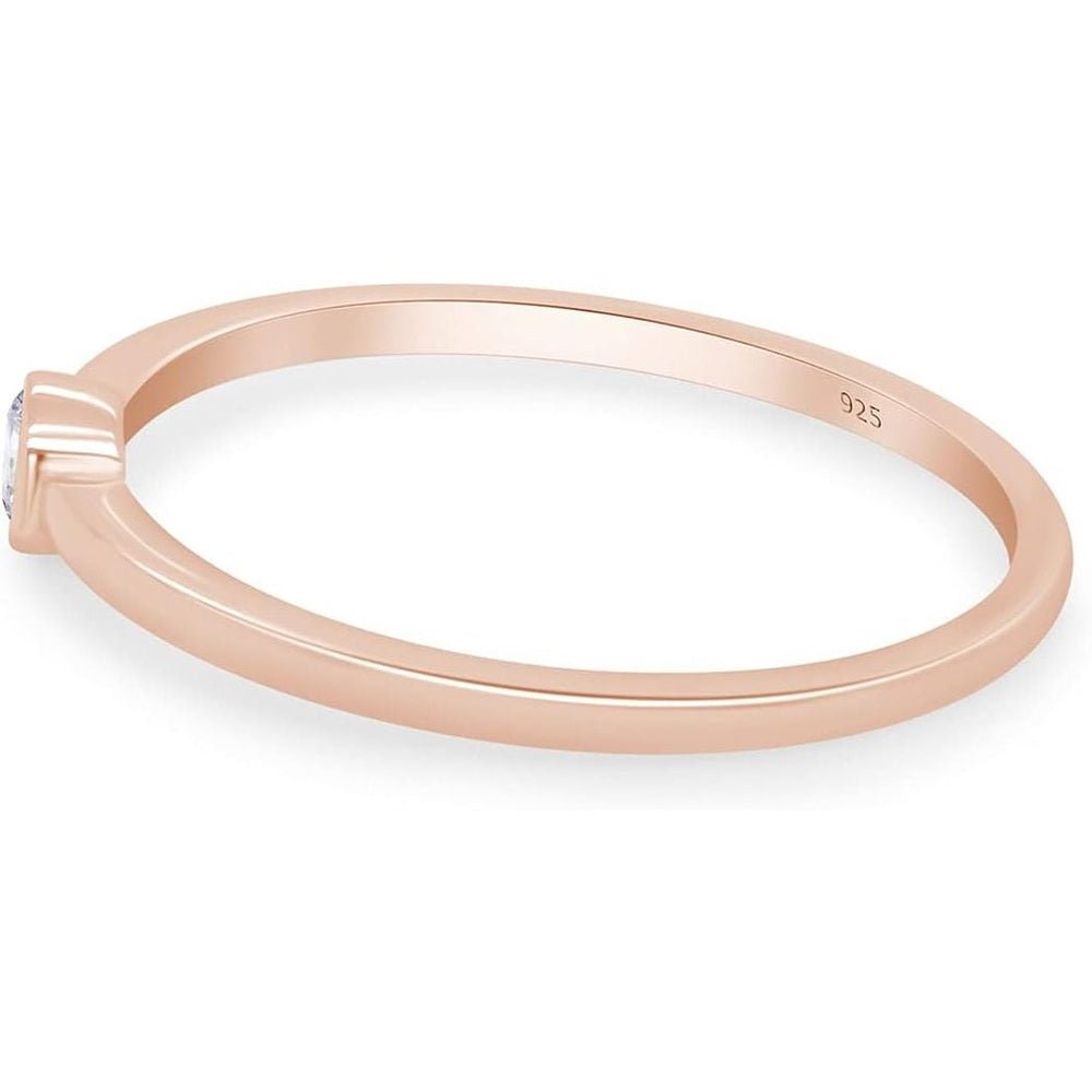 Bezel Set Lab Grown Diamond Ring in 14K Gold Over Silver - Future Jewelry