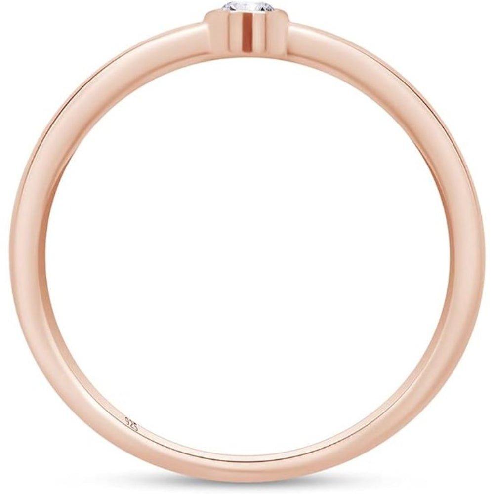 Bezel Set Lab Grown Diamond Ring in 14K Gold Over Silver - Future Jewelry