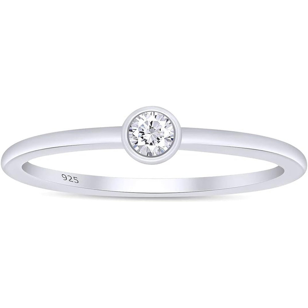 Bezel Set Lab Grown Diamond Ring in 14K Gold Over Silver - Future Jewelry