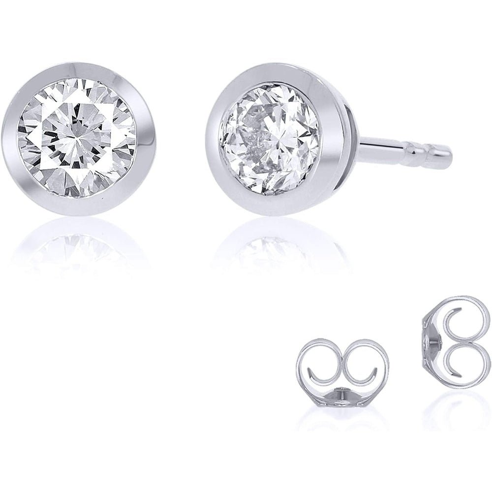 Bezel Set Lab Grown Diamond Stud Earrings in 14K Gold - Future Jewelry