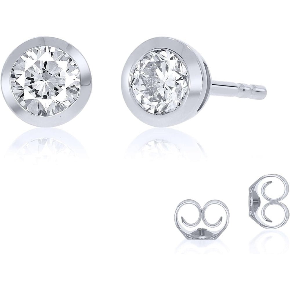 Bezel Set Lab Grown Diamond Stud Earrings in 14K Gold - Future Jewelry