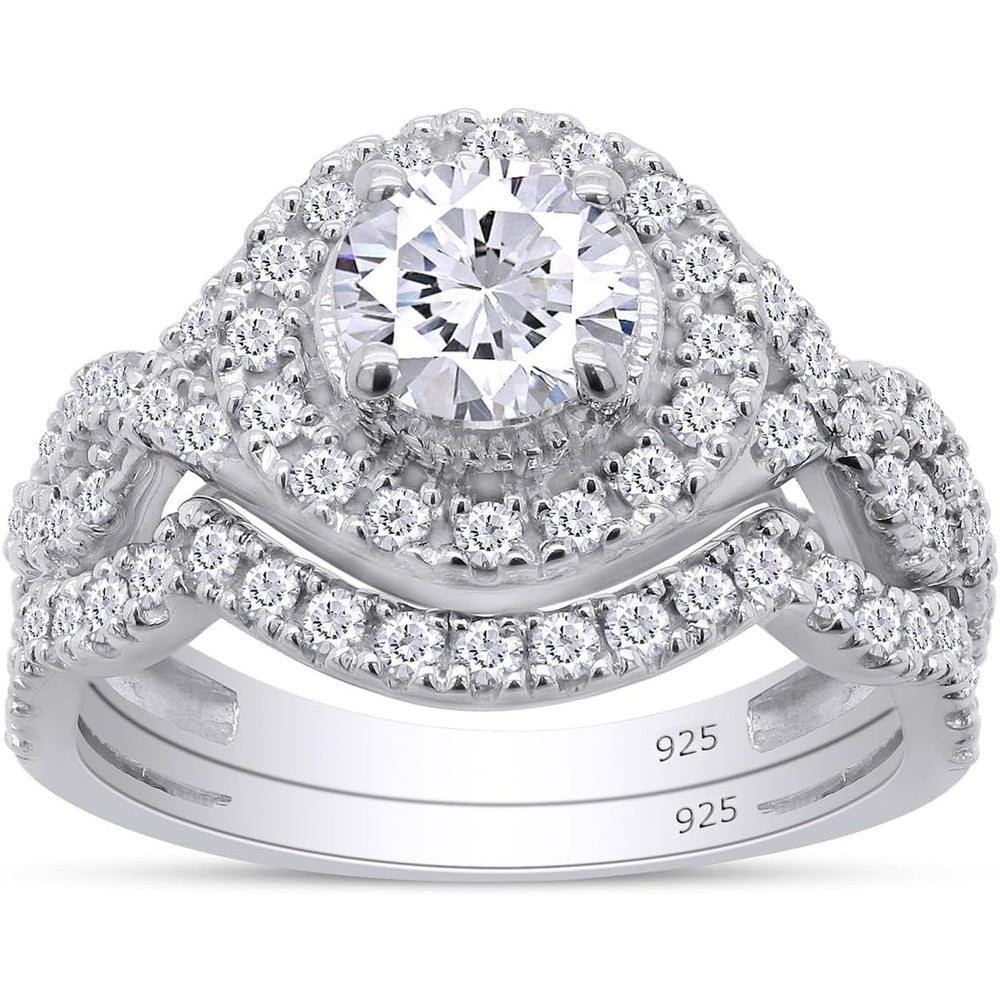 Bridal Ring Set For Women, 2.00 Carat (Ctw) Center 6MM Round Shape Lab Grown Diamond Halo Infinity Engagement Wedding Ring Set - Future Jewelry