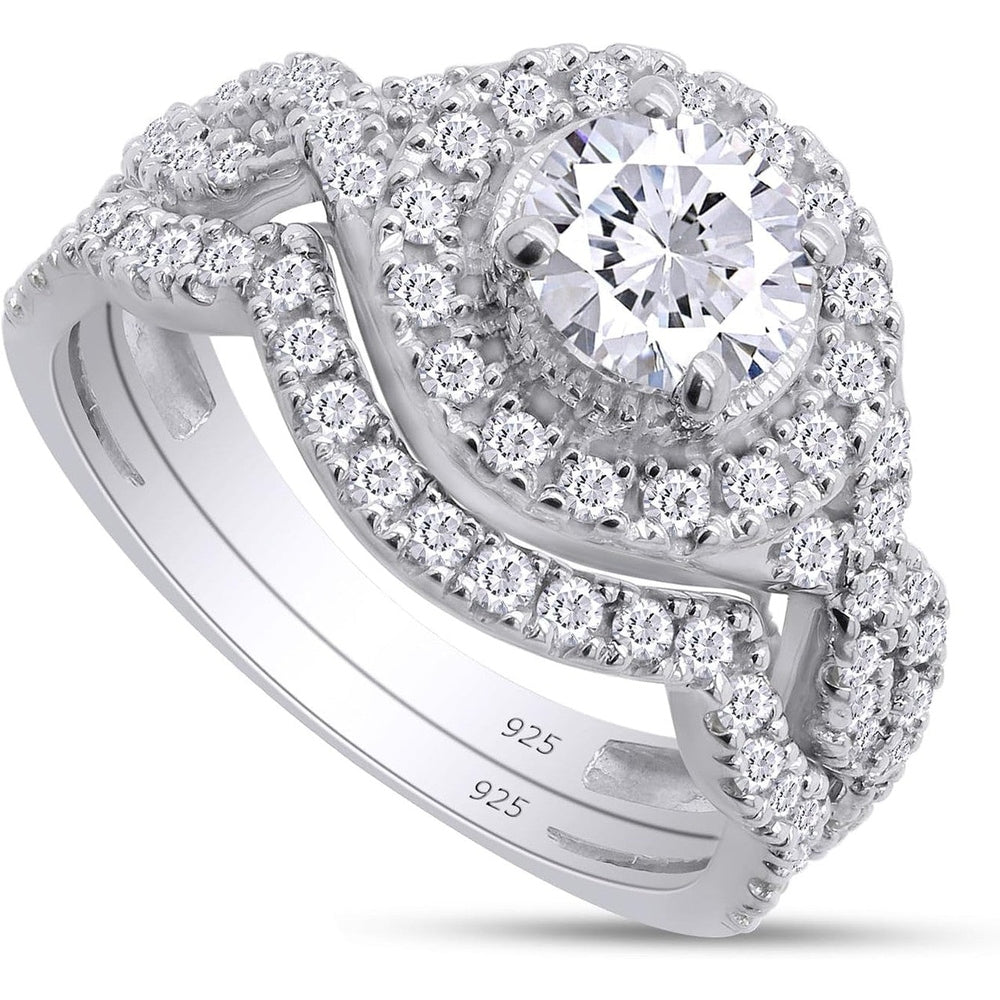 Bridal Ring Set For Women, 2.00 Carat (Ctw) Center 6MM Round Shape Lab Grown Diamond Halo Infinity Engagement Wedding Ring Set - Future Jewelry