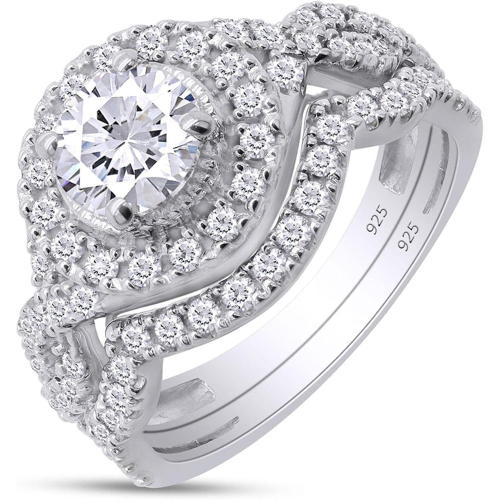 Bridal Ring Set For Women, 2.00 Carat (Ctw) Center 6MM Round Shape Lab Grown Diamond Halo Infinity Engagement Wedding Ring Set - Future Jewelry