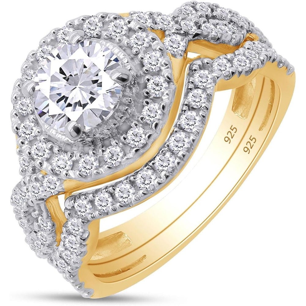 Bridal Ring Set For Women, 2.00 Carat (Ctw) Center 6MM Round Shape Lab Grown Diamond Halo Infinity Engagement Wedding Ring Set - Future Jewelry