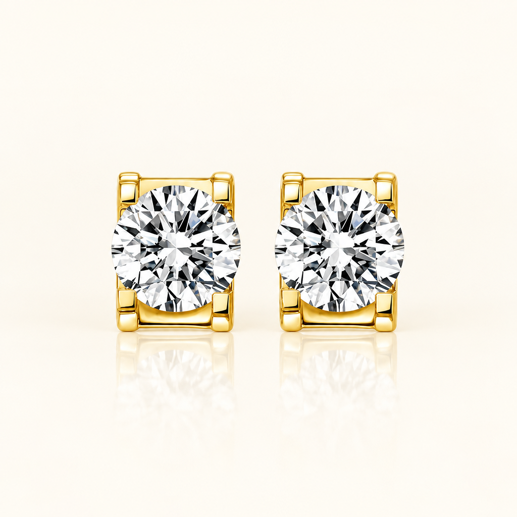 Brilliant Cut Lab Grown Diamond Earrings in 18K Yellow Gold - Future Jewelry