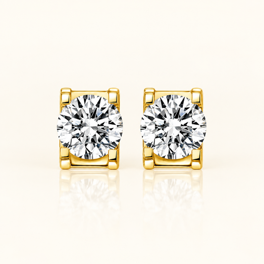 Brilliant Cut Lab Grown Diamond Earrings in 18K Yellow Gold - Future Jewelry