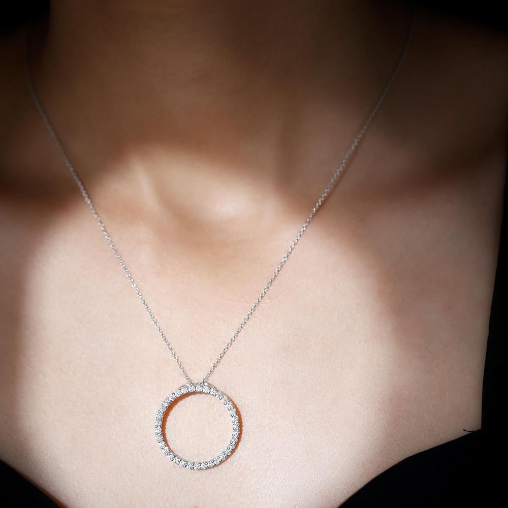 Certified Lab Grown Diamond Eternity Necklace, Ef - Vs Quality, Diamond Circle Pendant With Chain - Ready To Gift - Future Jewelry