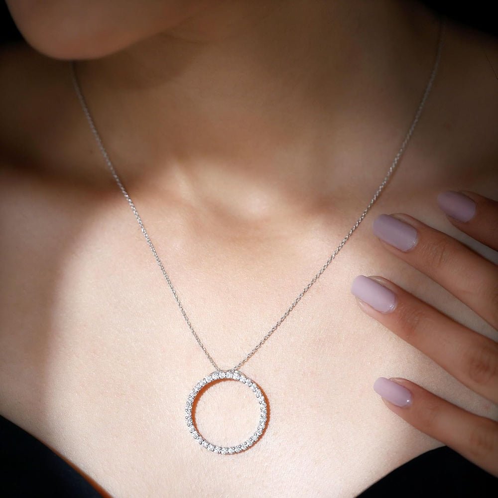 Certified Lab Grown Diamond Eternity Necklace, Ef - Vs Quality, Diamond Circle Pendant With Chain - Ready To Gift - Future Jewelry