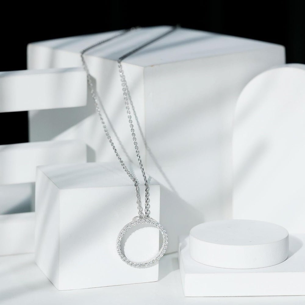 Certified Lab Grown Diamond Eternity Necklace, Ef - Vs Quality, Diamond Circle Pendant With Chain - Ready To Gift - Future Jewelry
