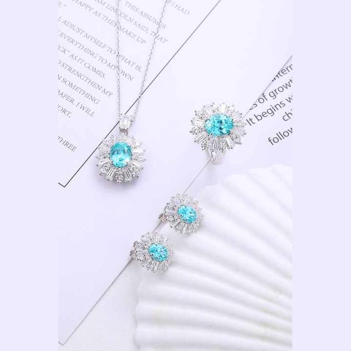 Classic Silver Earring Lab Grown Diamond blue Oval Shape Stud Earrings Wedding Jewelry - Future Jewelry