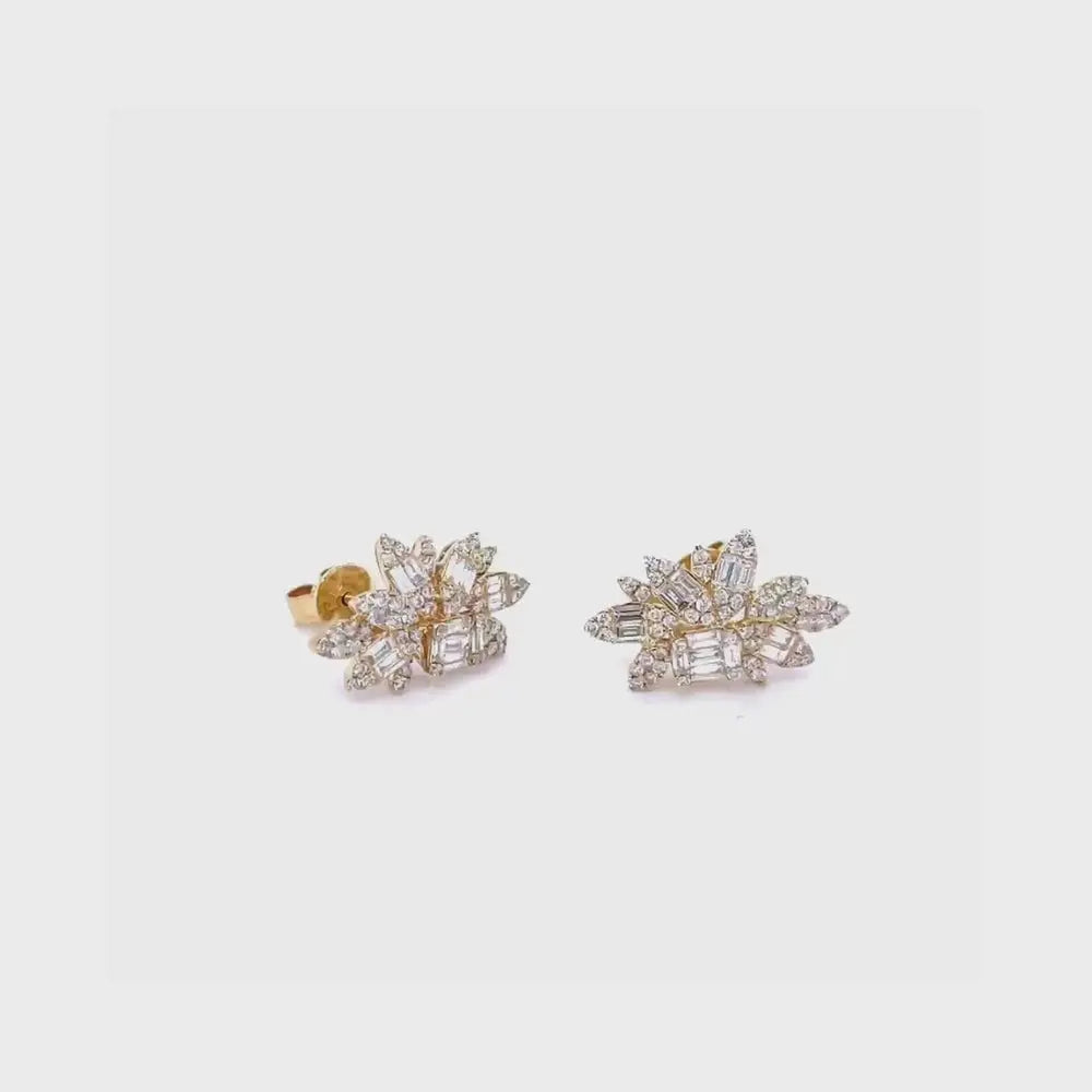 Cluster LG Diamond Stud Earrings in 14K Yellow, White, or Rose Gold