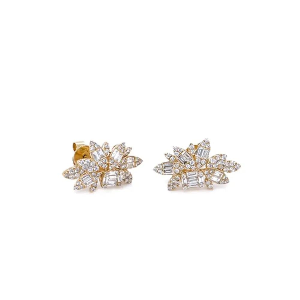 Cluster LG Diamond Stud Earrings in 14K Yellow, White, or Rose Gold