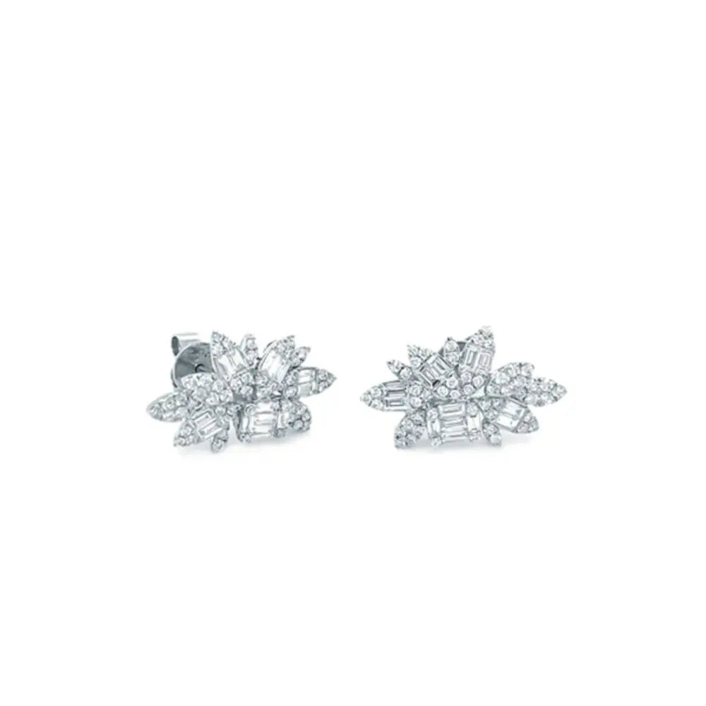 Cluster LG Diamond Stud Earrings in 14K Yellow, White, or Rose Gold