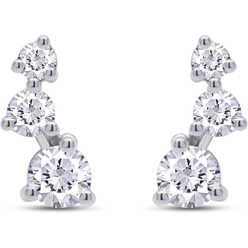 Crawler Stud Earrings, D - E Color & Lab Grown Diamond, 18K Gold or 14k or Silver, Hypoallergenic, Jewelry Box Packed - Future Jewelry