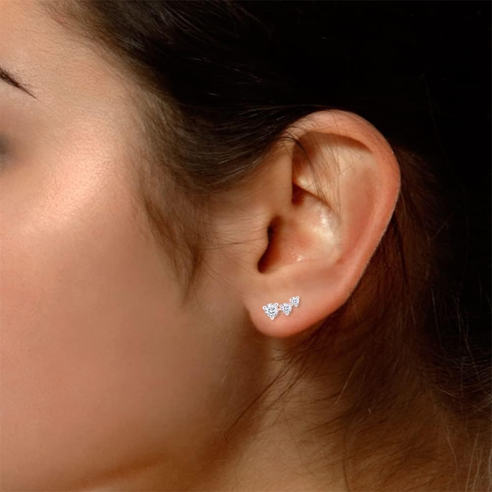 Crawler Stud Earrings, D - E Color & Lab Grown Diamond, 18K Gold or 14k or Silver, Hypoallergenic, Jewelry Box Packed - Future Jewelry