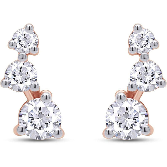 Crawler Stud Earrings, D - E Color & Lab Grown Diamond, 18K Gold or 14k or Silver, Hypoallergenic, Jewelry Box Packed - Future Jewelry