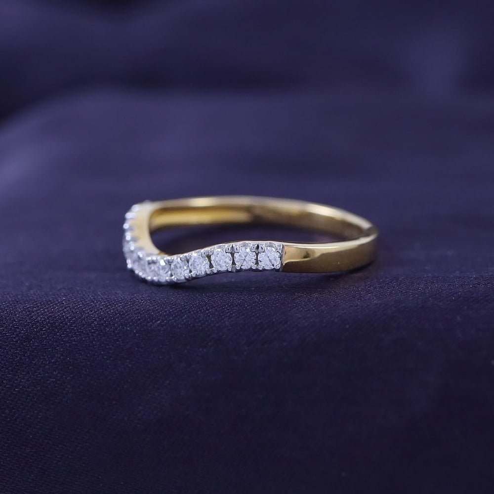 Curved Lab Grown Diamond Wedding Band in 14K Yellow Gold Over Silver - Future Jewelry