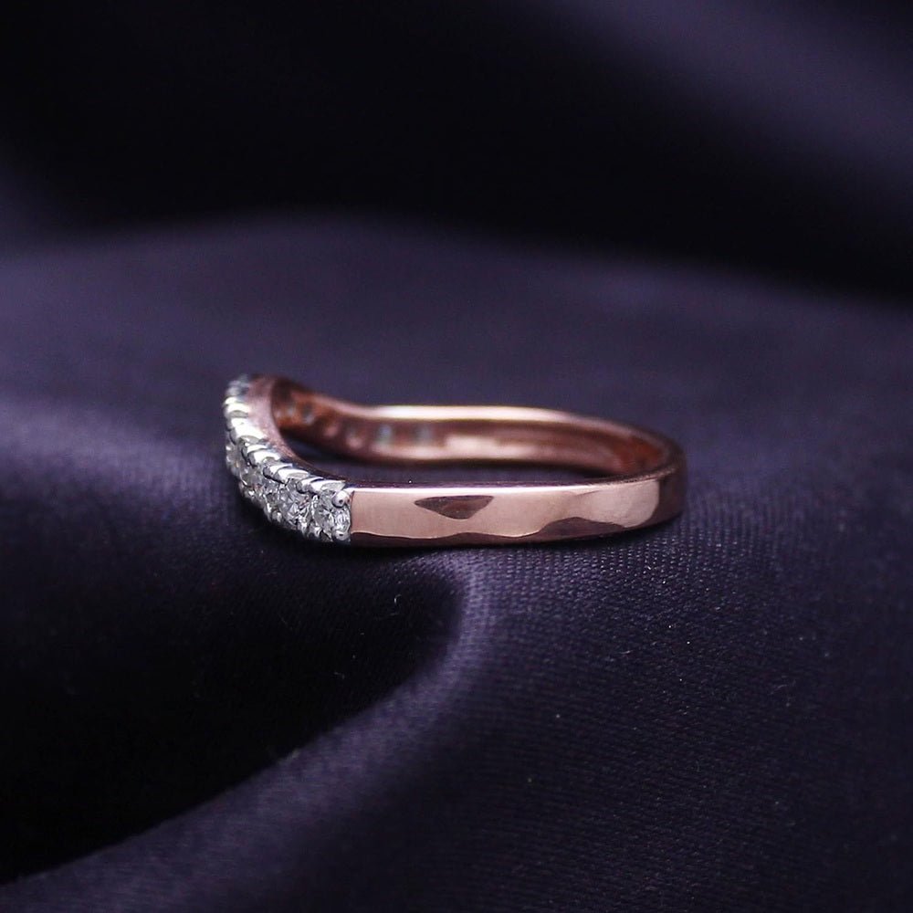 Curved Lab Grown Diamond Wedding Band in 14K Yellow Gold Over Silver - Future Jewelry