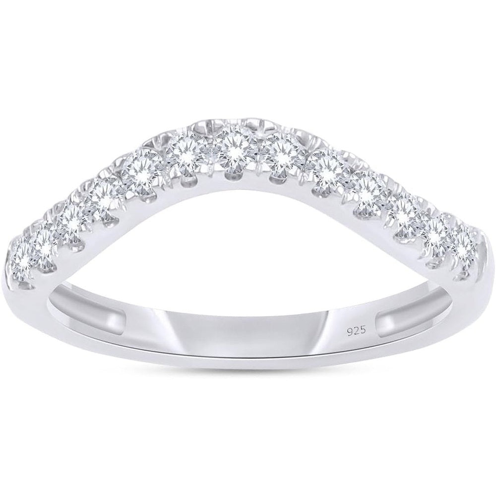 Curved Lab Grown Diamond Wedding Band in 14K Yellow Gold Over Silver - Future Jewelry