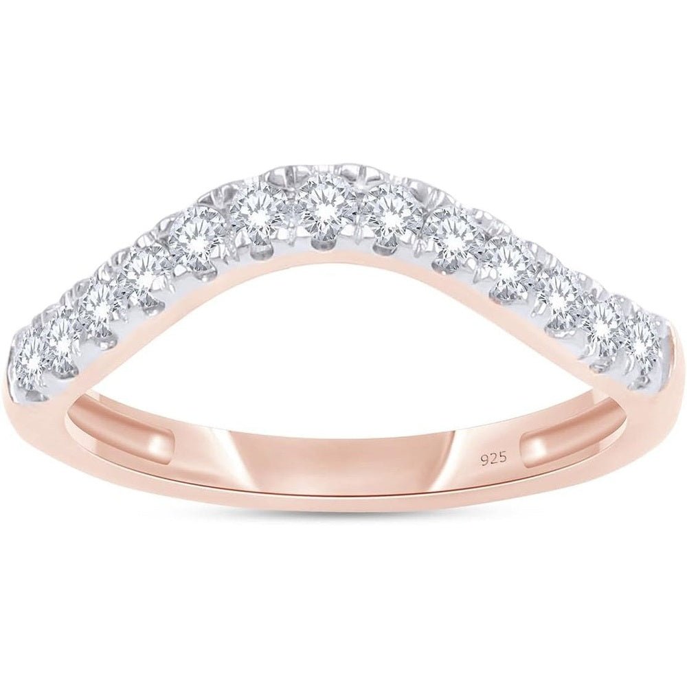 Curved Lab Grown Diamond Wedding Band in 14K Yellow Gold Over Silver - Future Jewelry