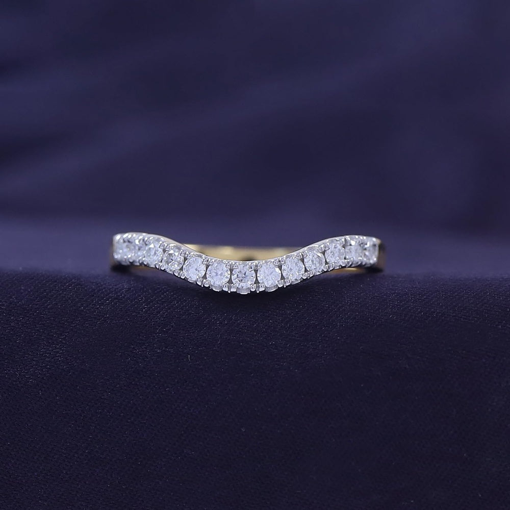 Curved Lab Grown Diamond Wedding Band in 14K Yellow Gold Over Silver - Future Jewelry