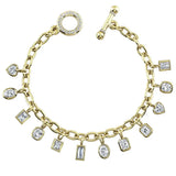 Custom Lab Grown Diamond Charm Bracelet, 14K or 18K Gold or Platinum