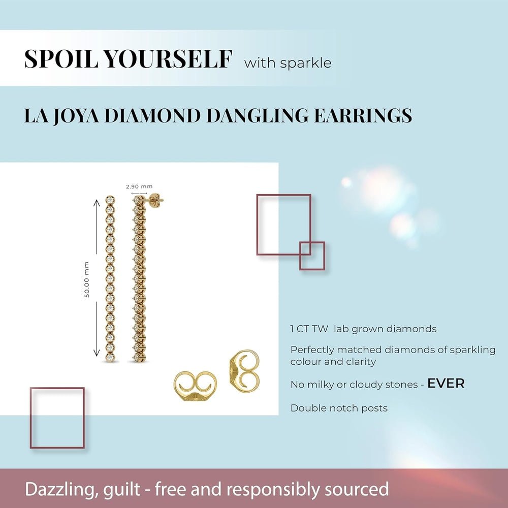 Dangling Diamond Earrings for Women | 10K Solid Gold Lab Grown Diamond Earrings | Ideal Gift for Her - Future Jewelry