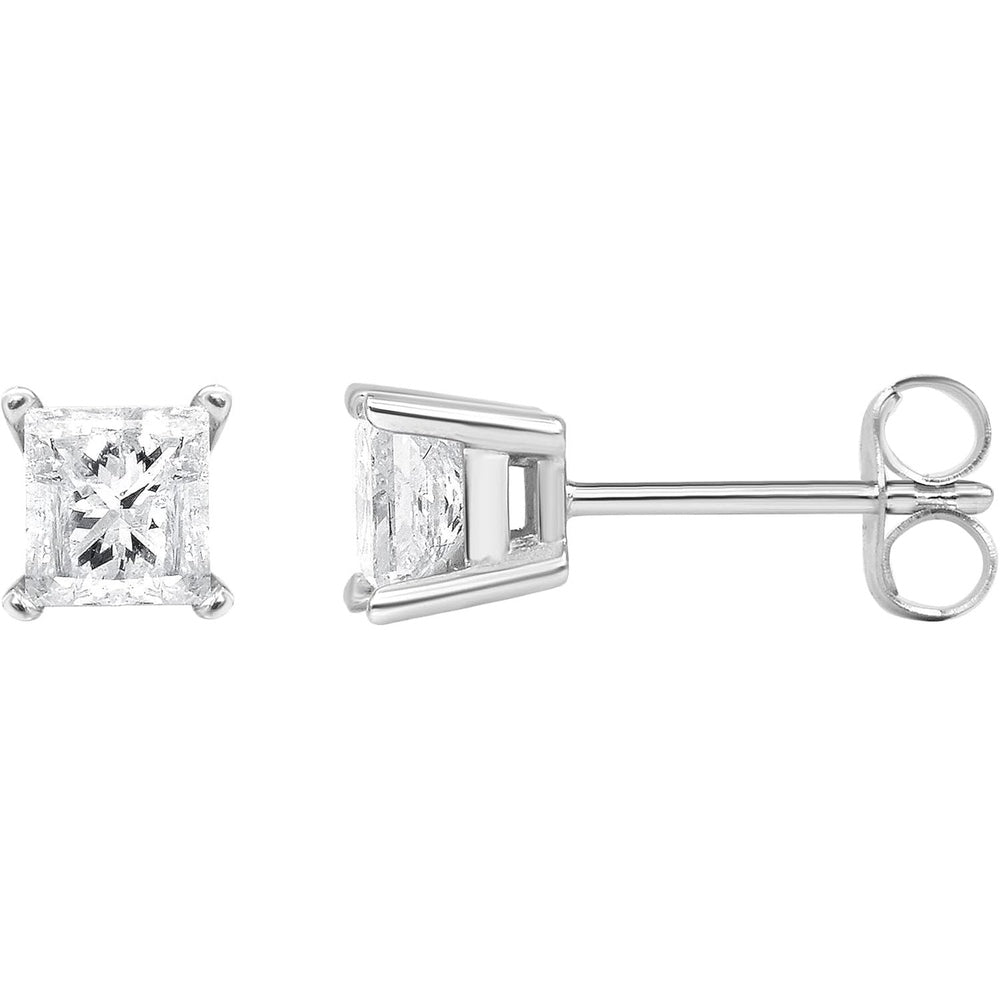 Diamonds 1/4 Carat Princess Cut Natural & Lab Grown Diamond Stud Earrings for Women | Push Back Sterling Silver Earring Fine Jewelry for Her, Gift Box Included - Future Jewelry