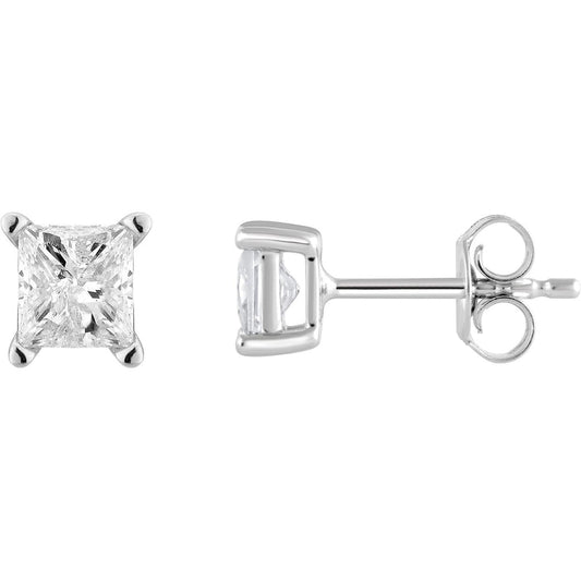 Diamonds 1/4 Carat Princess Cut Natural & Lab Grown Diamond Stud Earrings for Women | Push Back Sterling Silver Earring Fine Jewelry for Her, Gift Box Included - Future Jewelry