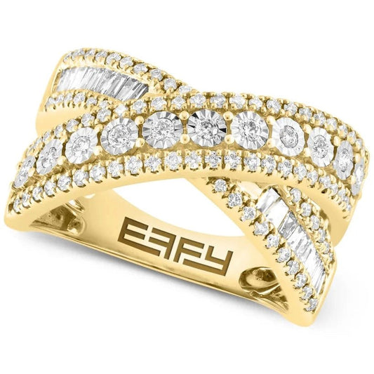 Effy Women's Diamond Round & Baguette Crossover Statement Ring - Future Jewelry