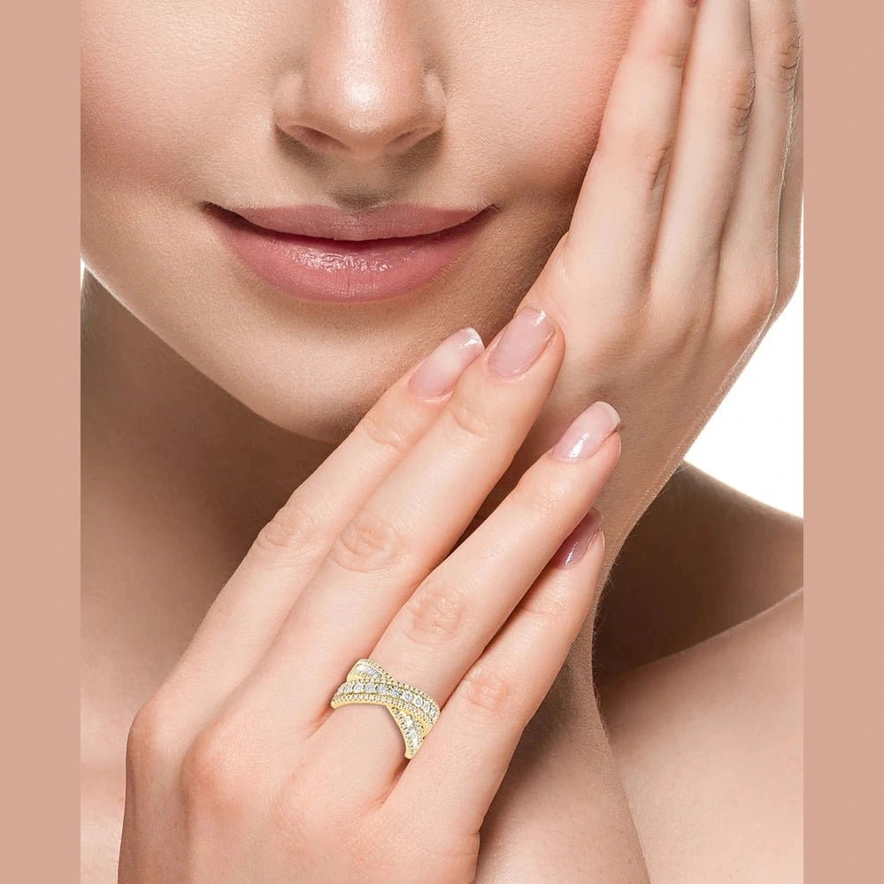 Effy Women's Diamond Round & Baguette Crossover Statement Ring - Future Jewelry