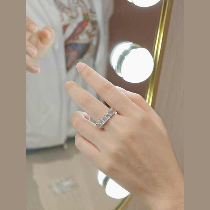 Emerald Cut Lab Grown Diamond Eternity Ring 18K Gold - Future Jewelry