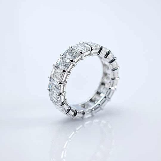 Emerald Cut Lab Grown Diamond Eternity Ring 18K Gold - Future Jewelry