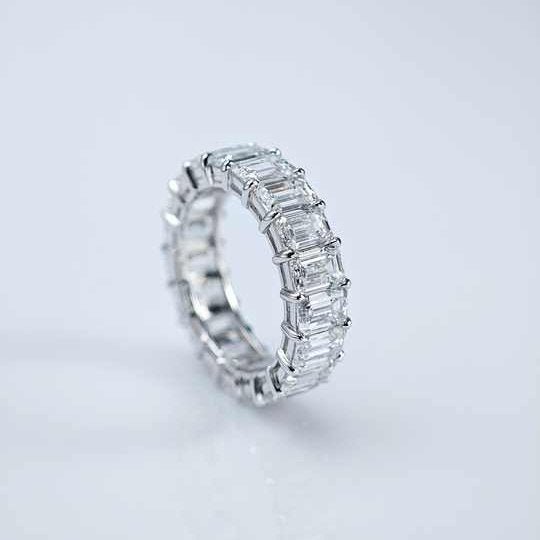 Emerald Cut Lab Grown Diamond Eternity Ring 18K Gold - Future Jewelry