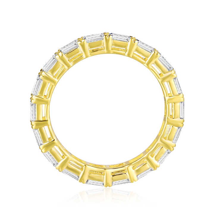 Emerald Cut Lab Grown Diamond Eternity Ring in 18K Yellow Gold - Future Jewelry