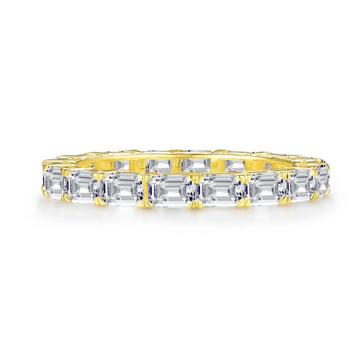 Emerald Cut Lab Grown Diamond Eternity Ring in 18K Yellow Gold - Future Jewelry