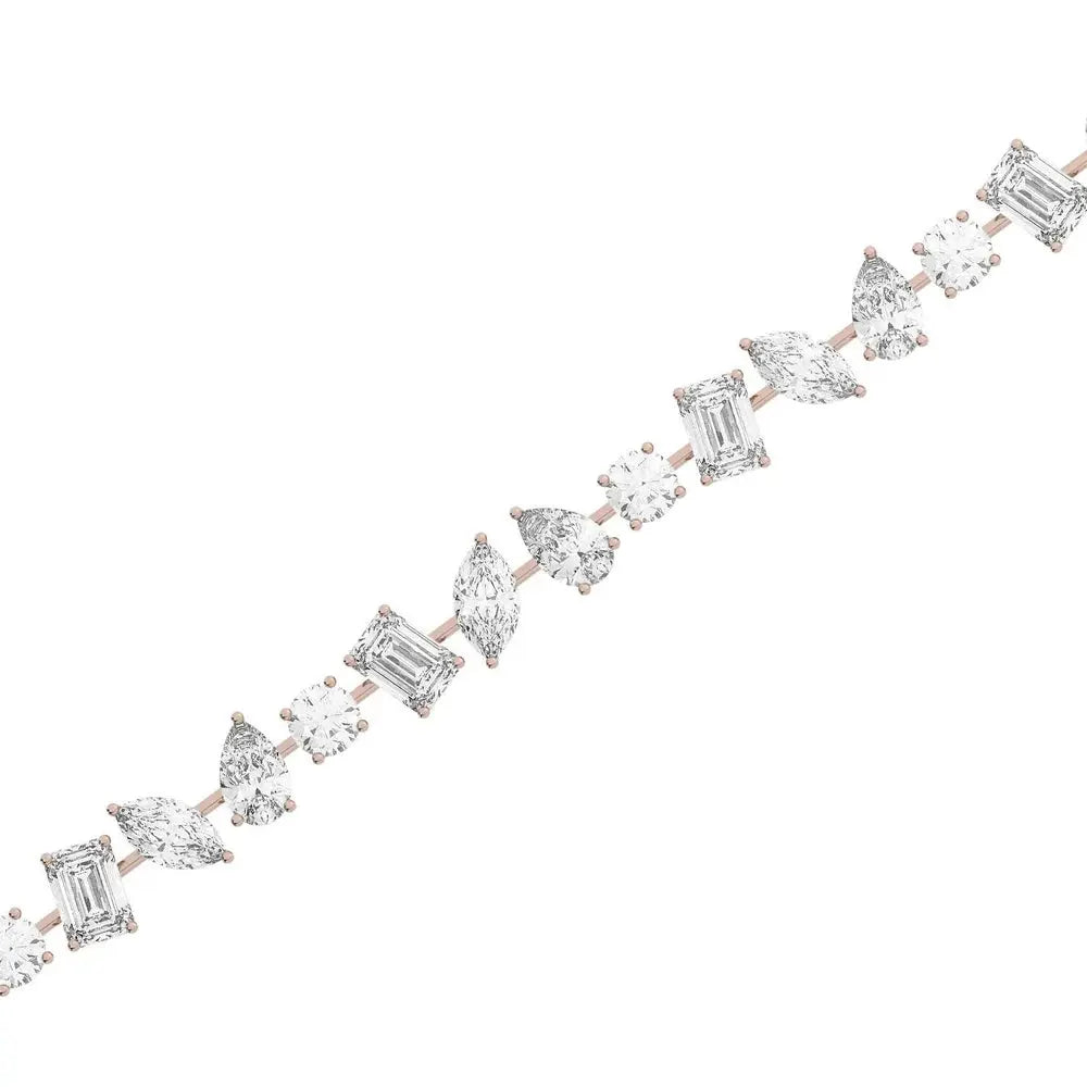 Eternal Radiance Round & Emerald Cut LG Diamond Tennis Bracelet – 13 Carat, 18K Rose Gold, Ethical Luxury