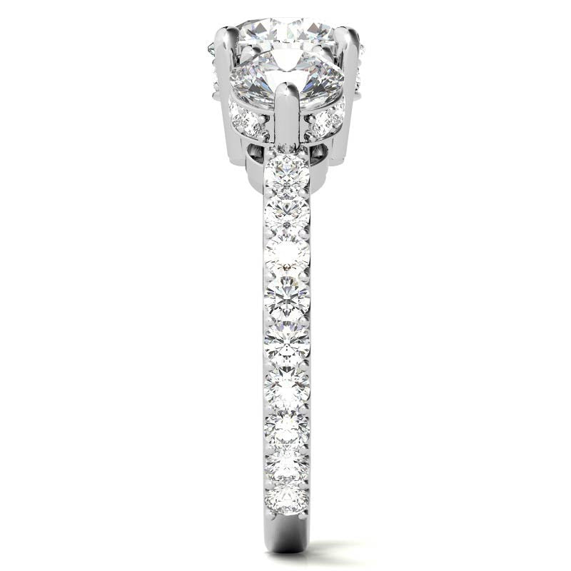 4.10 Carat E VS1 Round-Cut Solar Diamond Three-Stone Engagement Ring – Certified 14K Yellow Gold