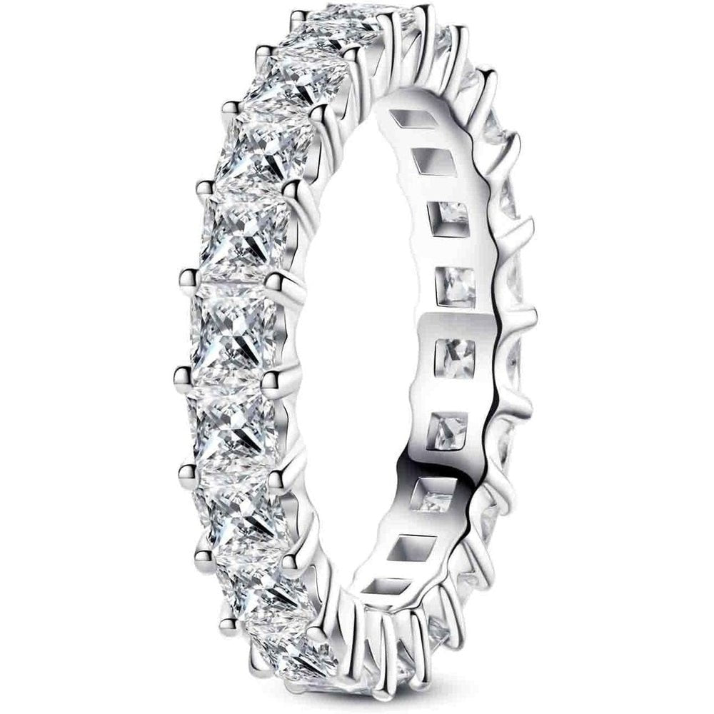 Eternity Ring, Round/Emerald/Princess Cut 5cttw D Color 925 Sterling Silver Wedding Band Rings for Women - Future Jewelry