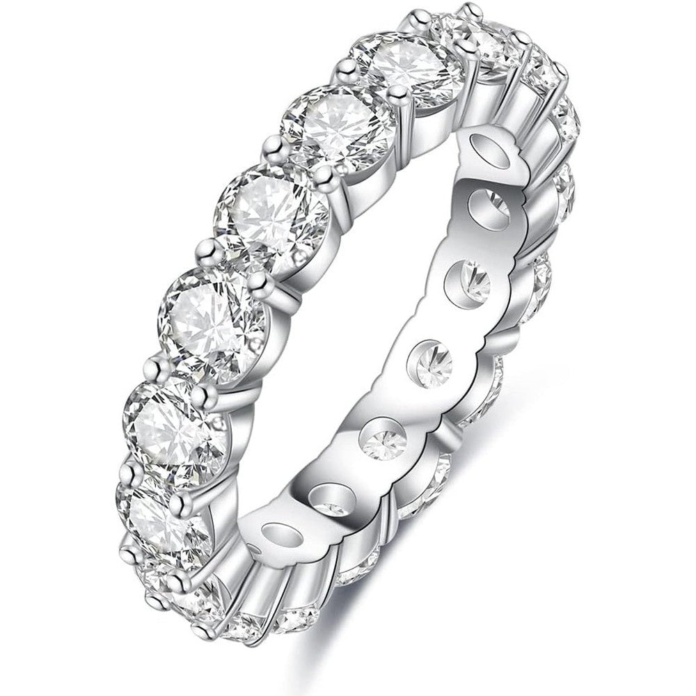 Eternity Ring, Round/Emerald/Princess Cut 5cttw D Color 925 Sterling Silver Wedding Band Rings for Women - Future Jewelry