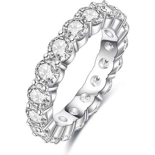 Eternity Ring, Round/Emerald/Princess Cut 5cttw D Color 925 Sterling Silver Wedding Band Rings for Women - Future Jewelry