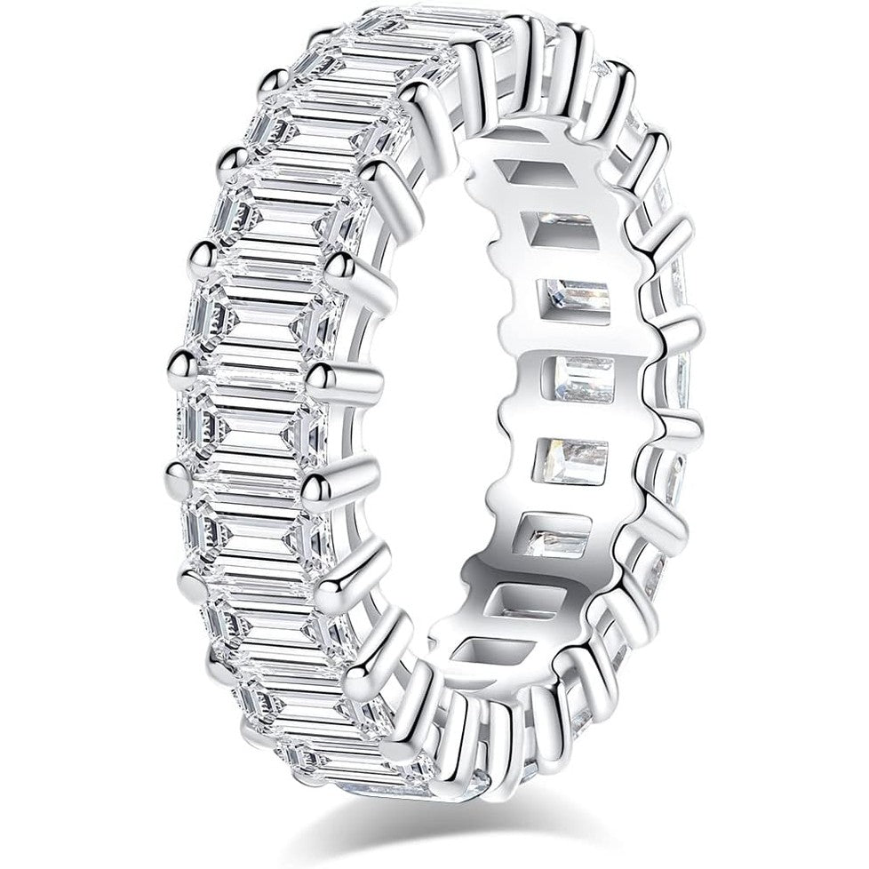 Eternity Ring, Round/Emerald/Princess Cut 5cttw D Color 925 Sterling Silver Wedding Band Rings for Women - Future Jewelry