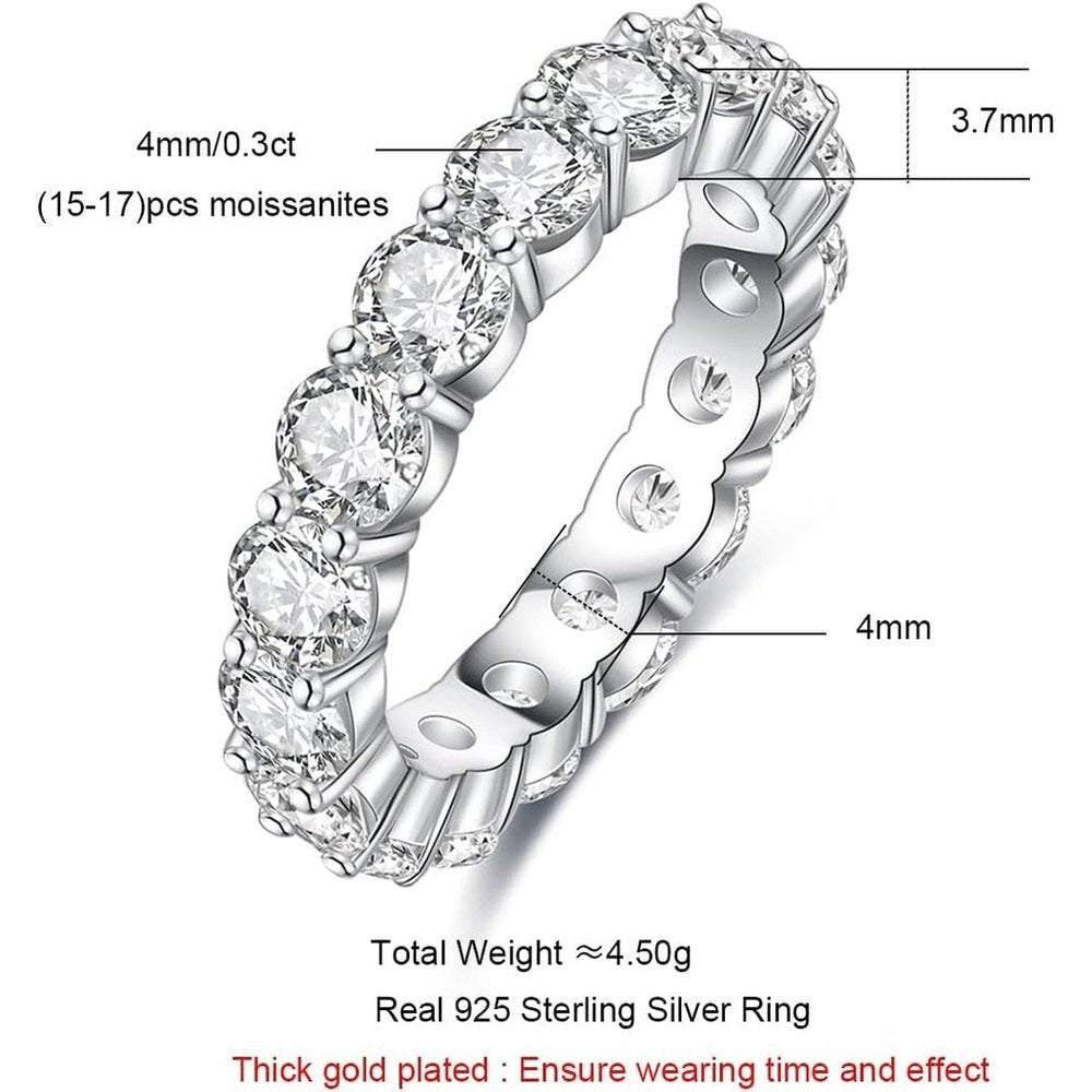 Eternity Ring, Round/Emerald/Princess Cut 5cttw D Color 925 Sterling Silver Wedding Band Rings for Women - Future Jewelry