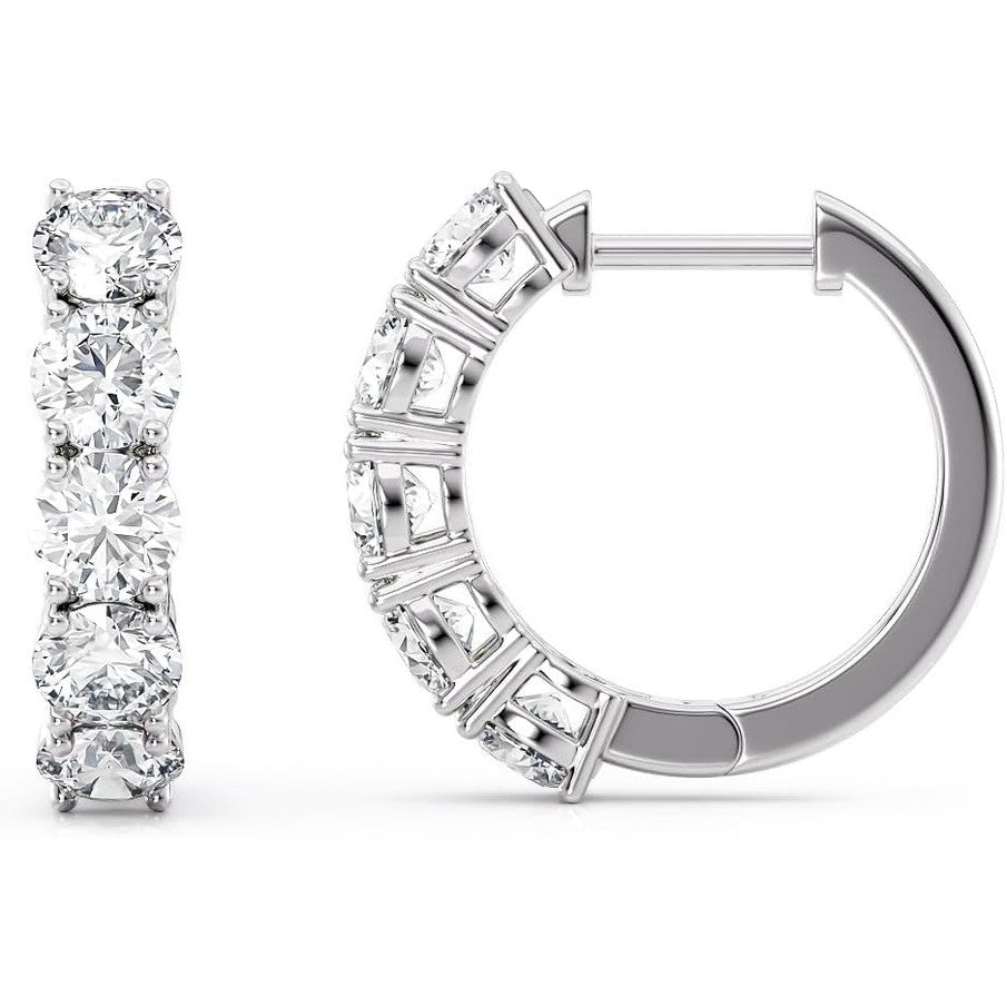 Five - Stone Lab Grown Diamond Hoop Earrings in 14k White Gold - Future Jewelry