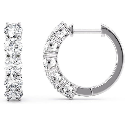 Five - Stone Lab Grown Diamond Hoop Earrings in 14k White Gold - Future Jewelry