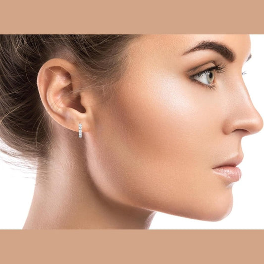 Five - Stone Lab Grown Diamond Hoop Earrings in 14k White Gold - Future Jewelry