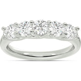 Five Stone Lab Grown Diamond Ring, 14K White Gold