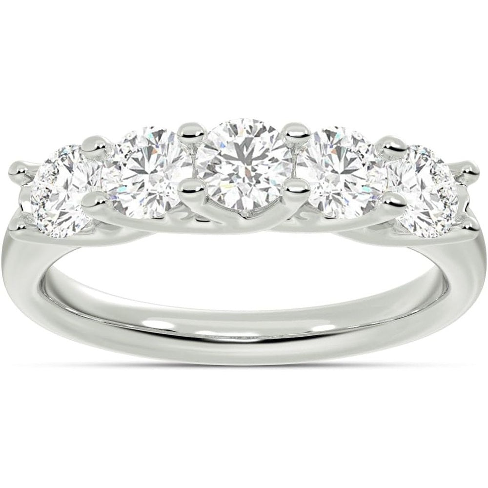 Five Stone Lab Grown Diamond Ring in 14K White Gold - Future Jewelry